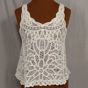 Sheer Lace Crochet lk Crop Top Tank Sleeveless Tee